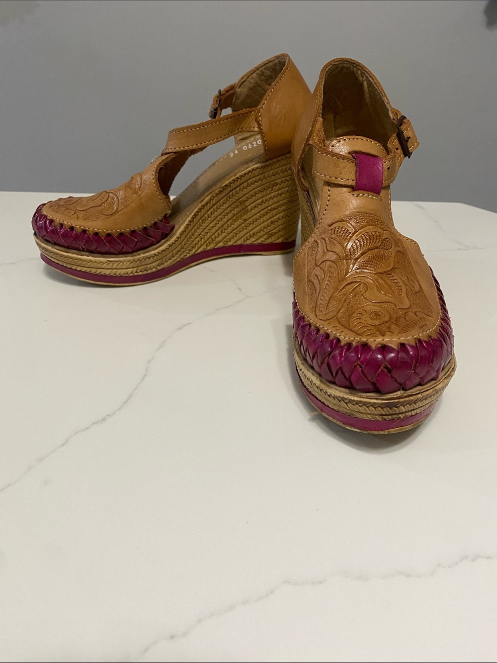 Handcrafted Mexican leather wedge huarache Wedge Hippie Boho sandals Woman’s 7